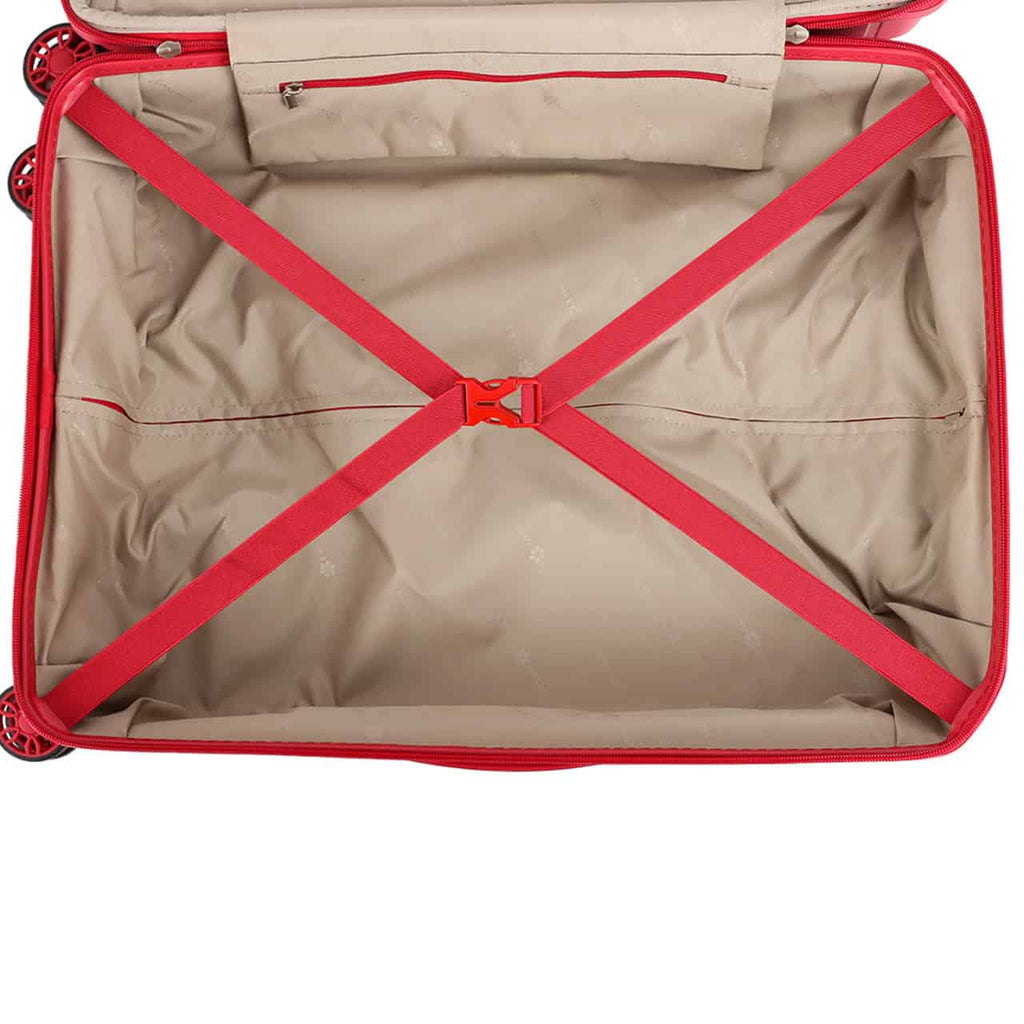Vue sangles valise cabine extensible rouge Snowball 55 cm