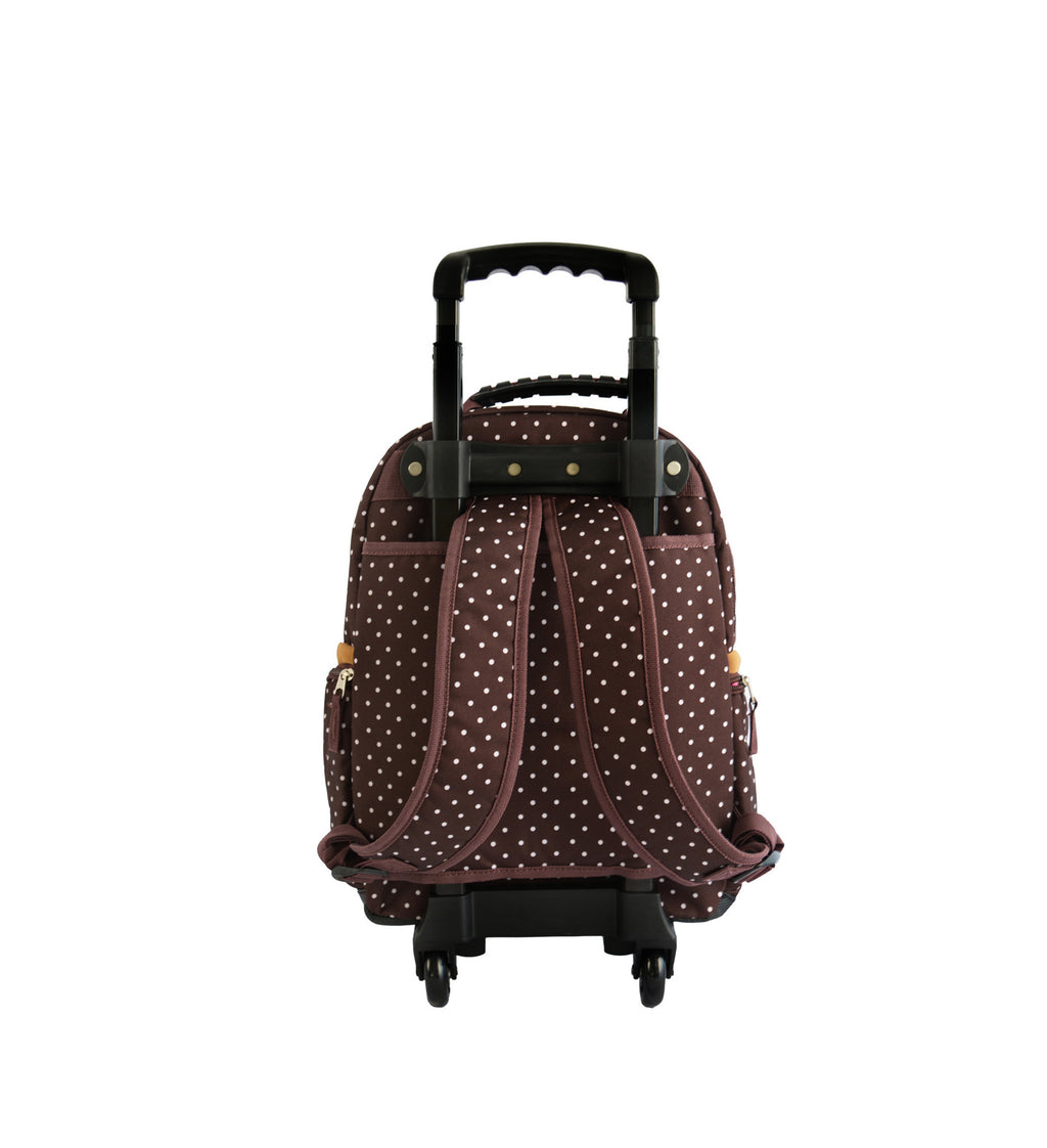 Sac à dos à roulettes à pois CE2 CM1 CM2