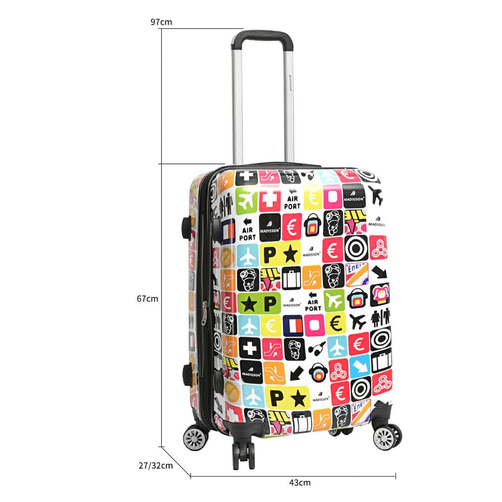 valise rigide 67 cm Madisson Travel Picto- vue des dimensions