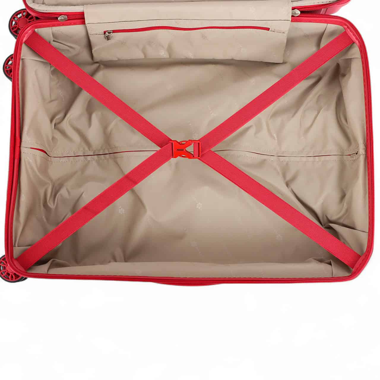 vue de sangles de la vue de face de la valise rigide 65 cm extensible en polypropylène Snowball