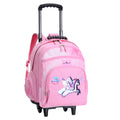 Sac à roulettes rose pour enfants avec licorne brodée.