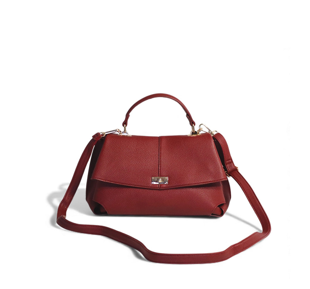 1. Sac à main en cuir rouge, élégant et sophistiqué pour femmes.