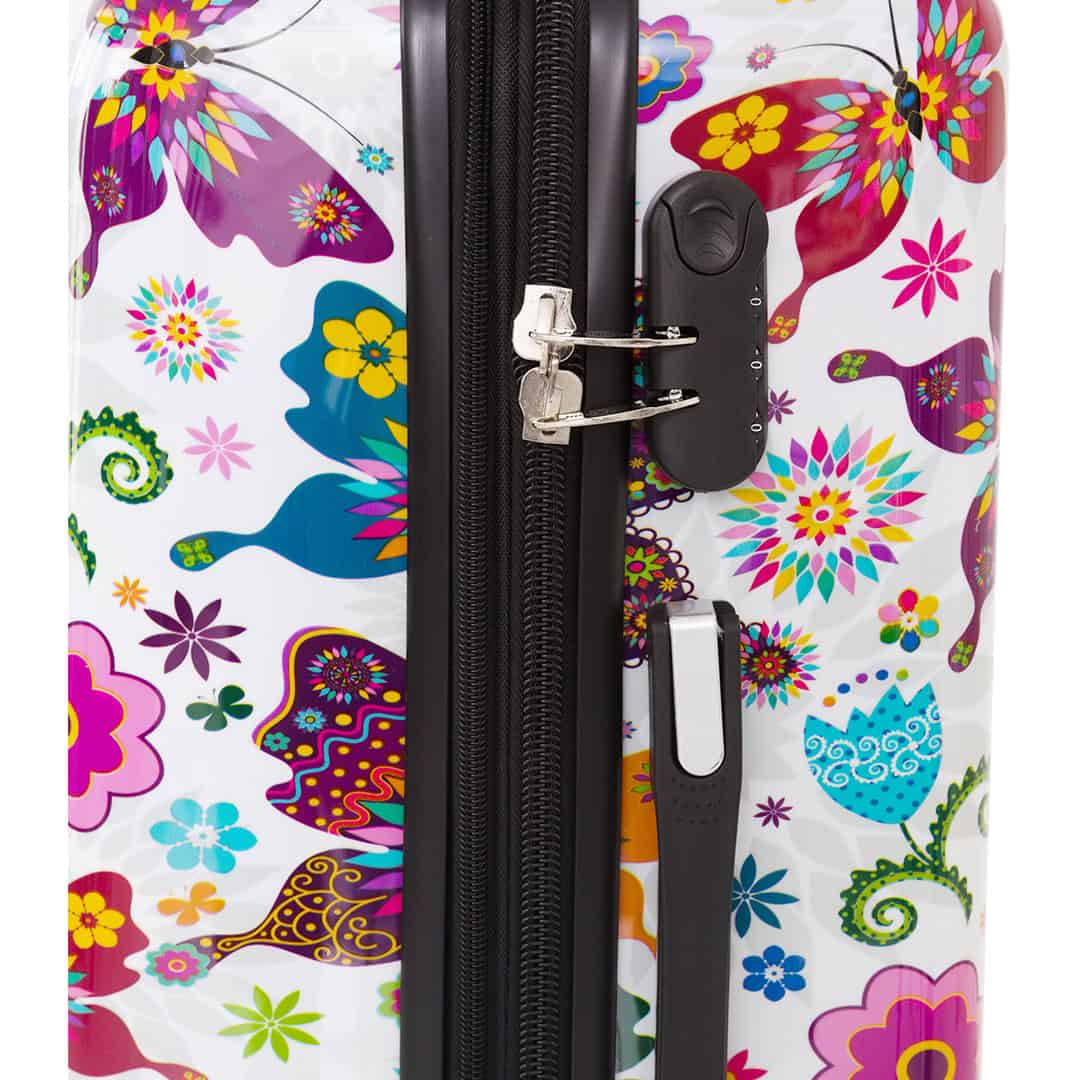 Valise XXL 76 cm papillons fleurs Madisson 36820U- vue serrure