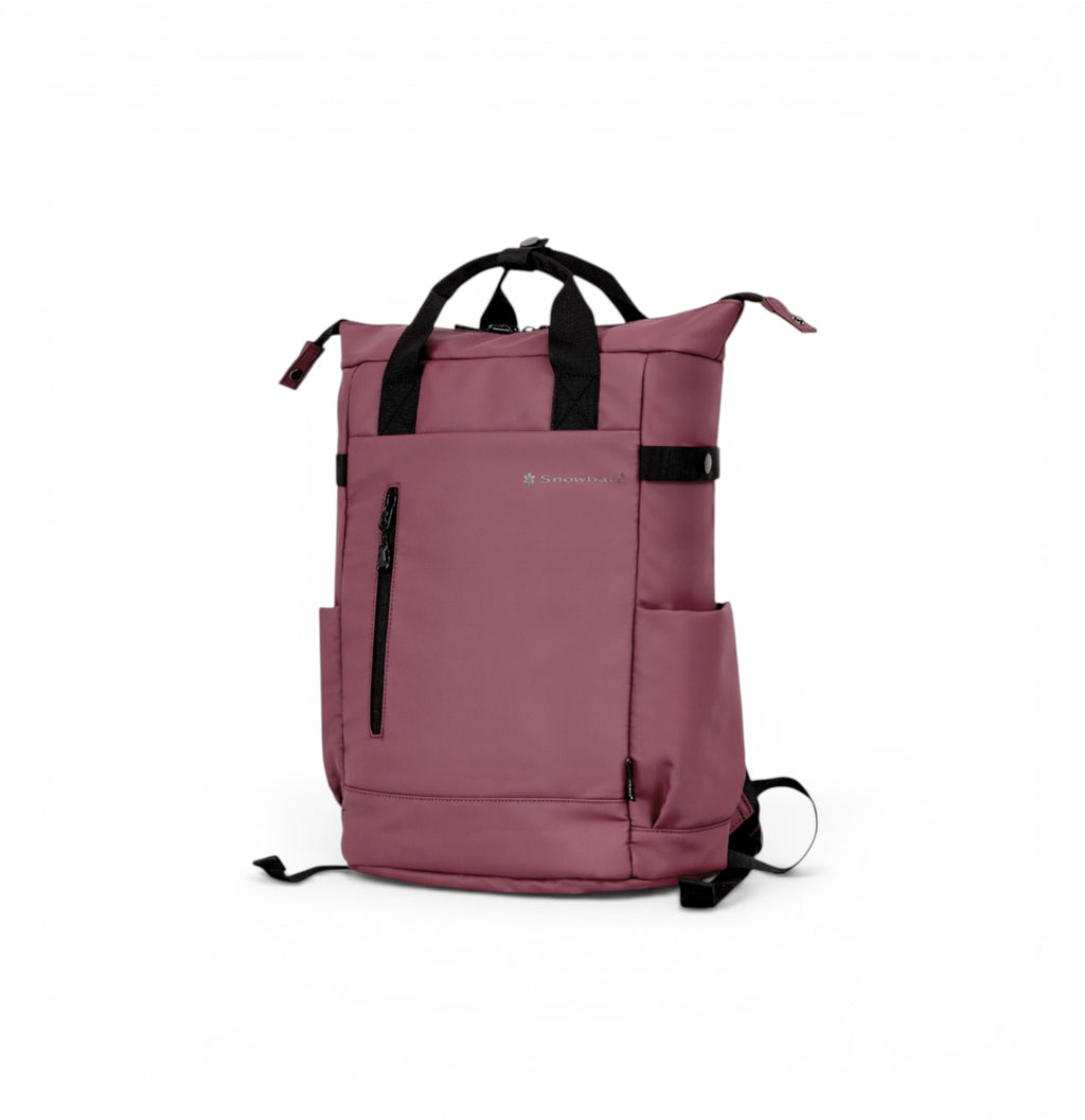 Sac à dos pour ordinateur portable 15 pouces, idéal pour travail et voyage, en tissu résistant rose.