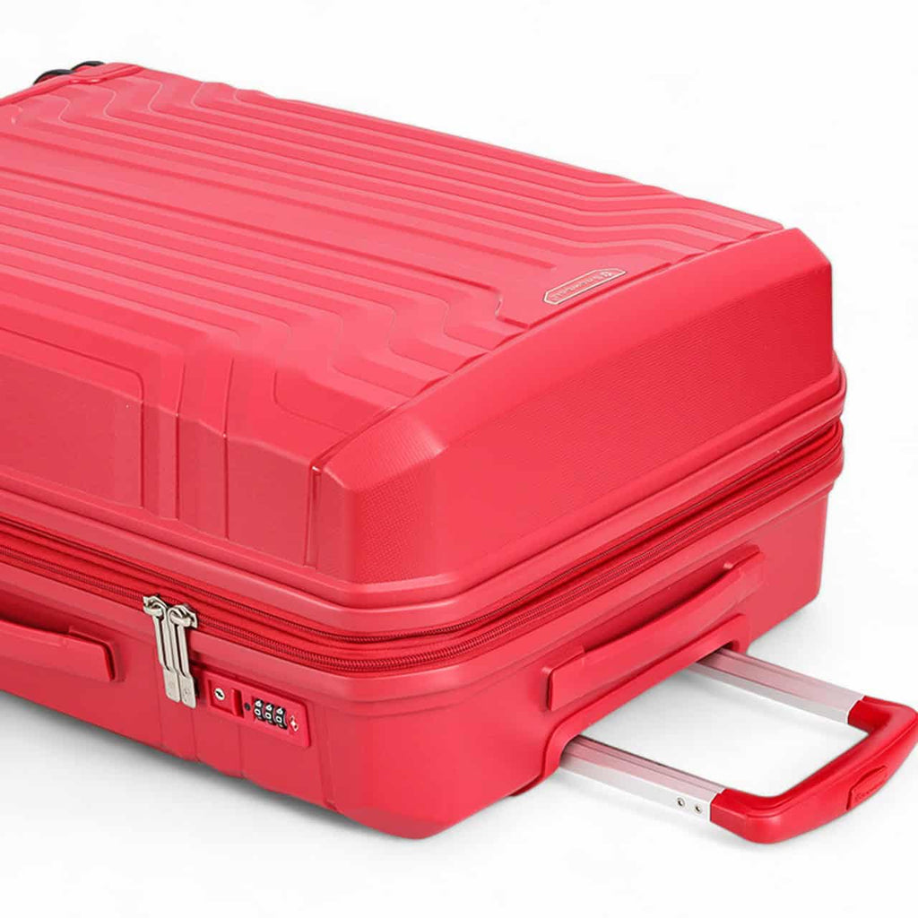vue de poignee de la vue de face de la valise rigide 65 cm extensible en polypropylène Snowball