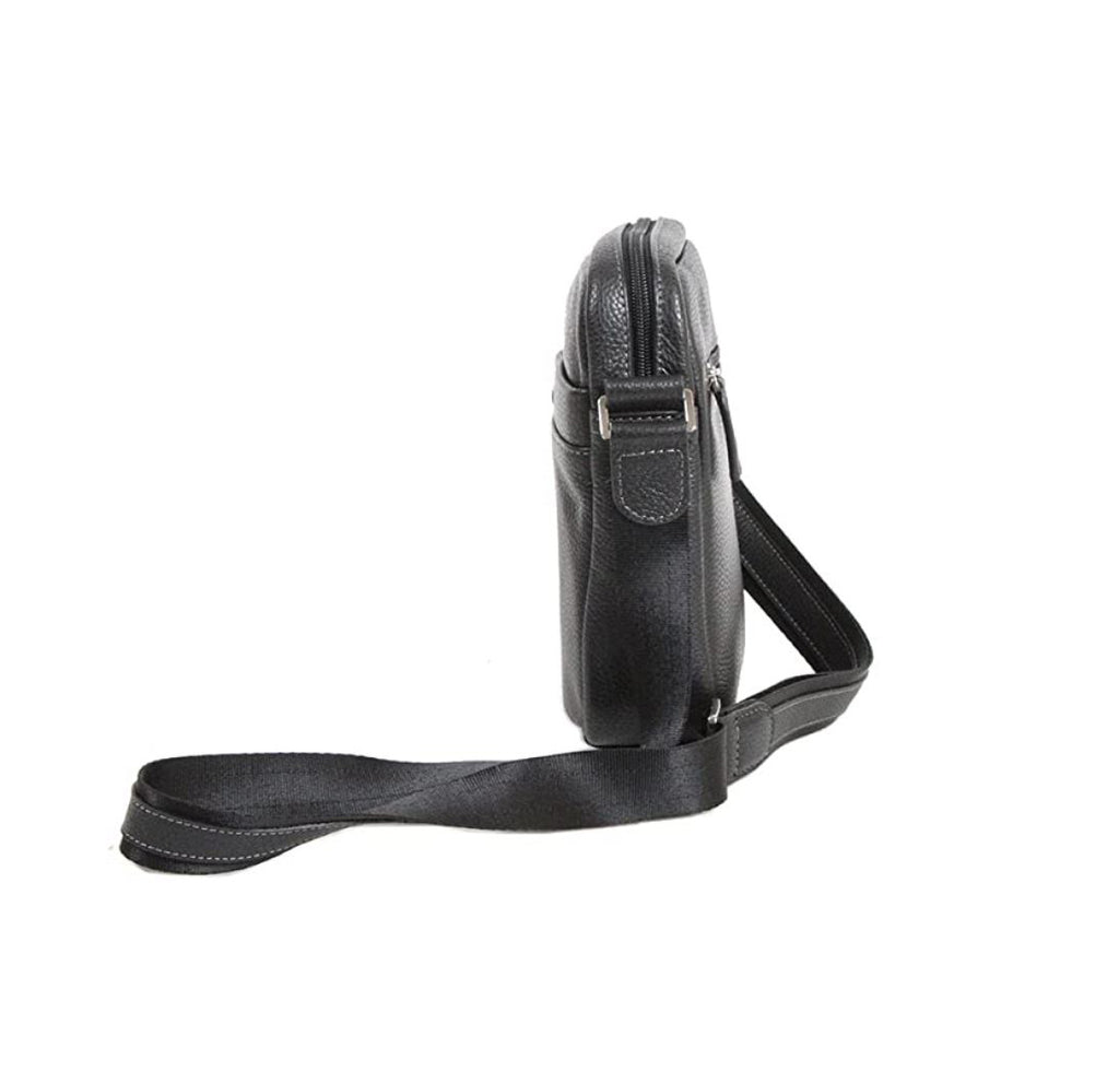 sacoche bandoulière en cuir pour homme noir
