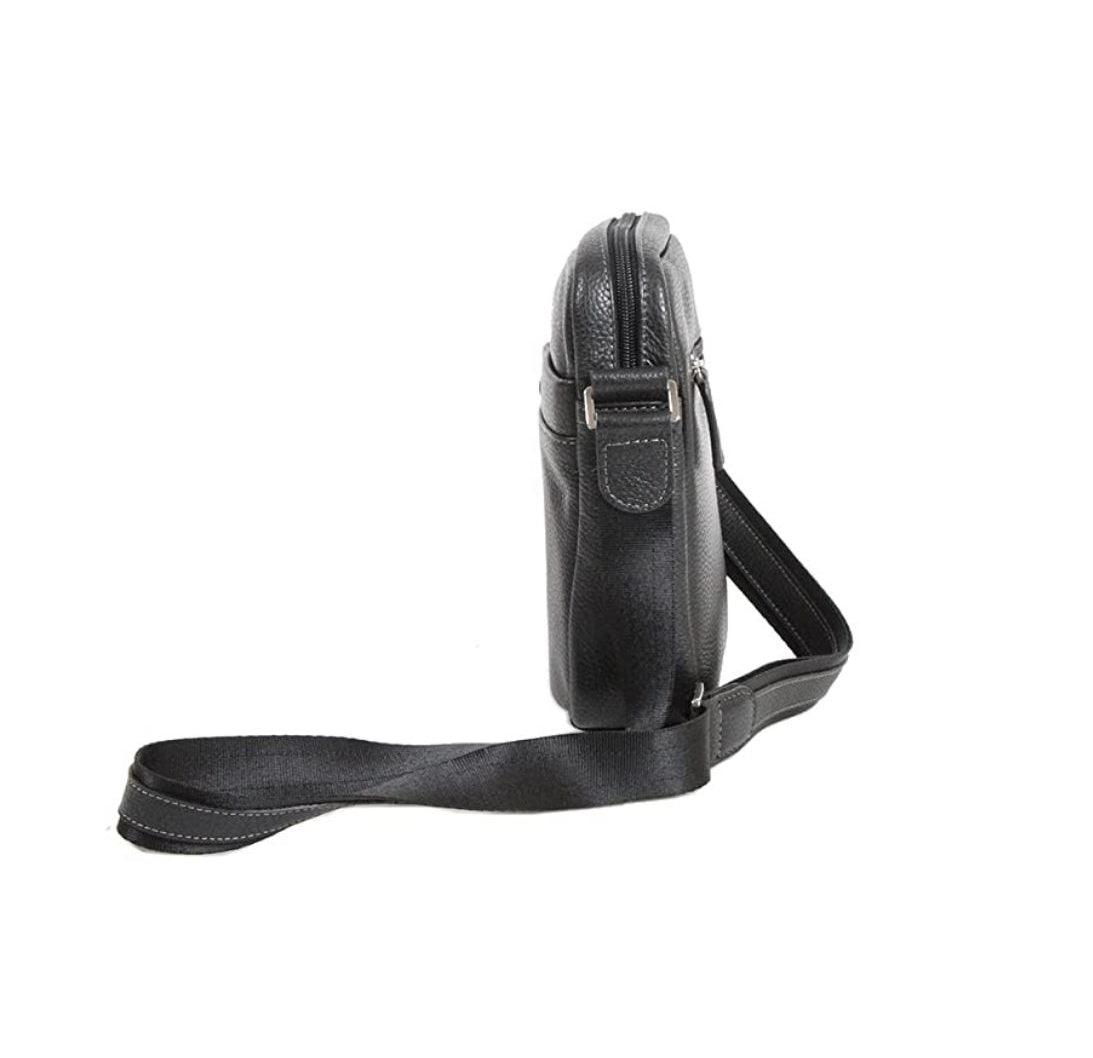 sacoche bandoulière en cuir pour homme noir
