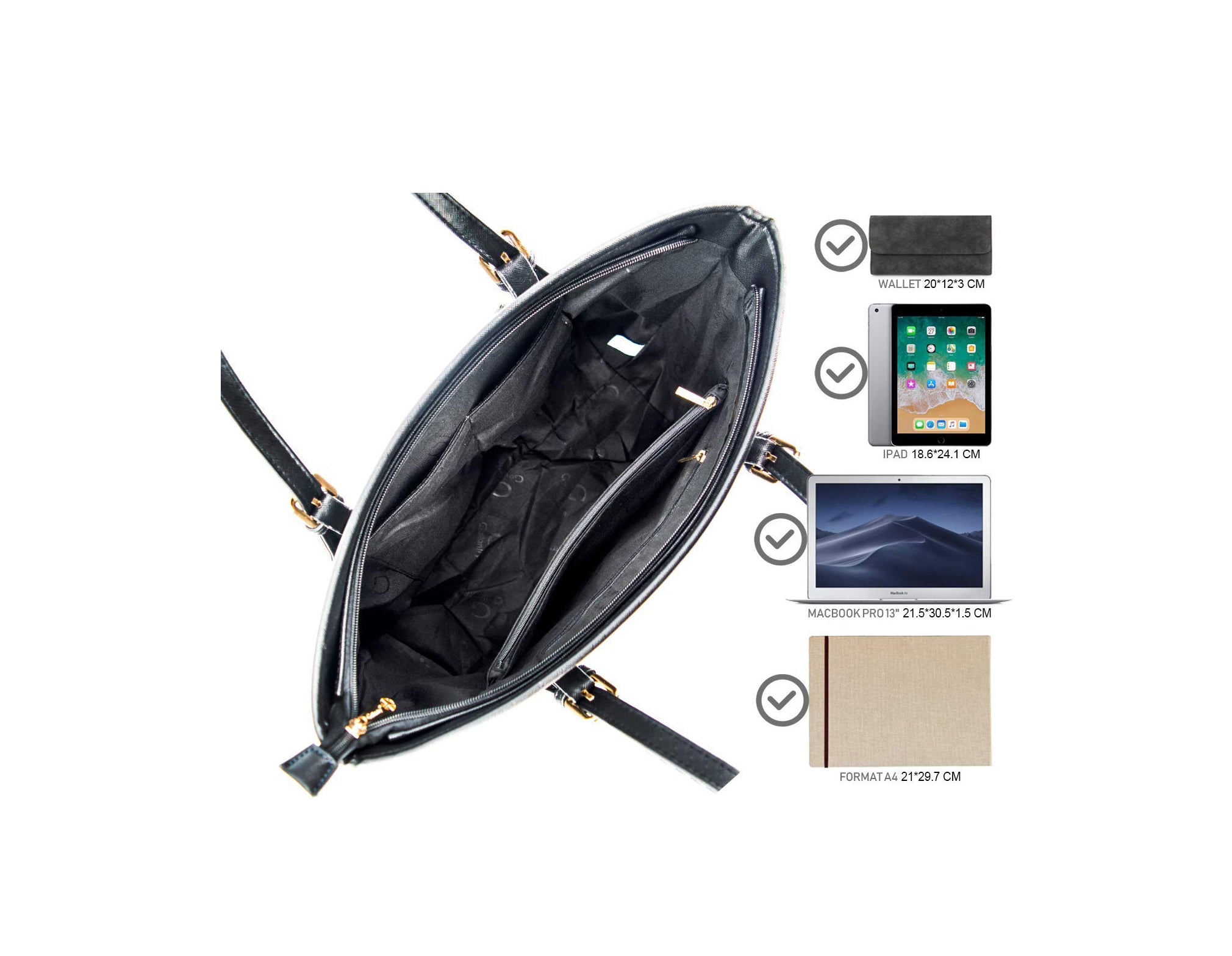 sac cabas épaule A4 noir