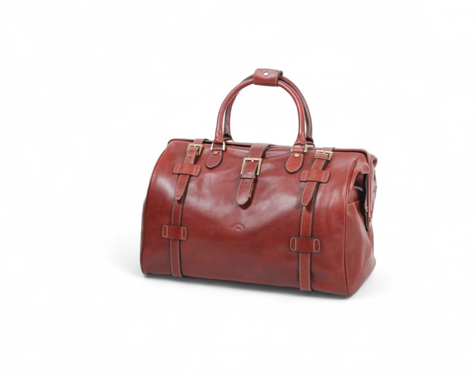 Sac de voyage en cuir gras 49cm week-end Katana marron - vue de face