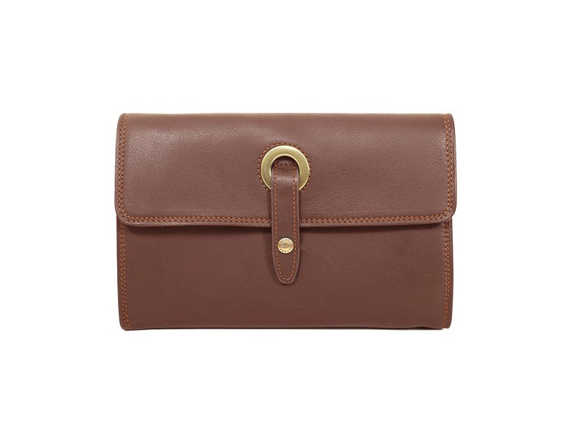 portefeuille compagnon en cuir marron pour femme
