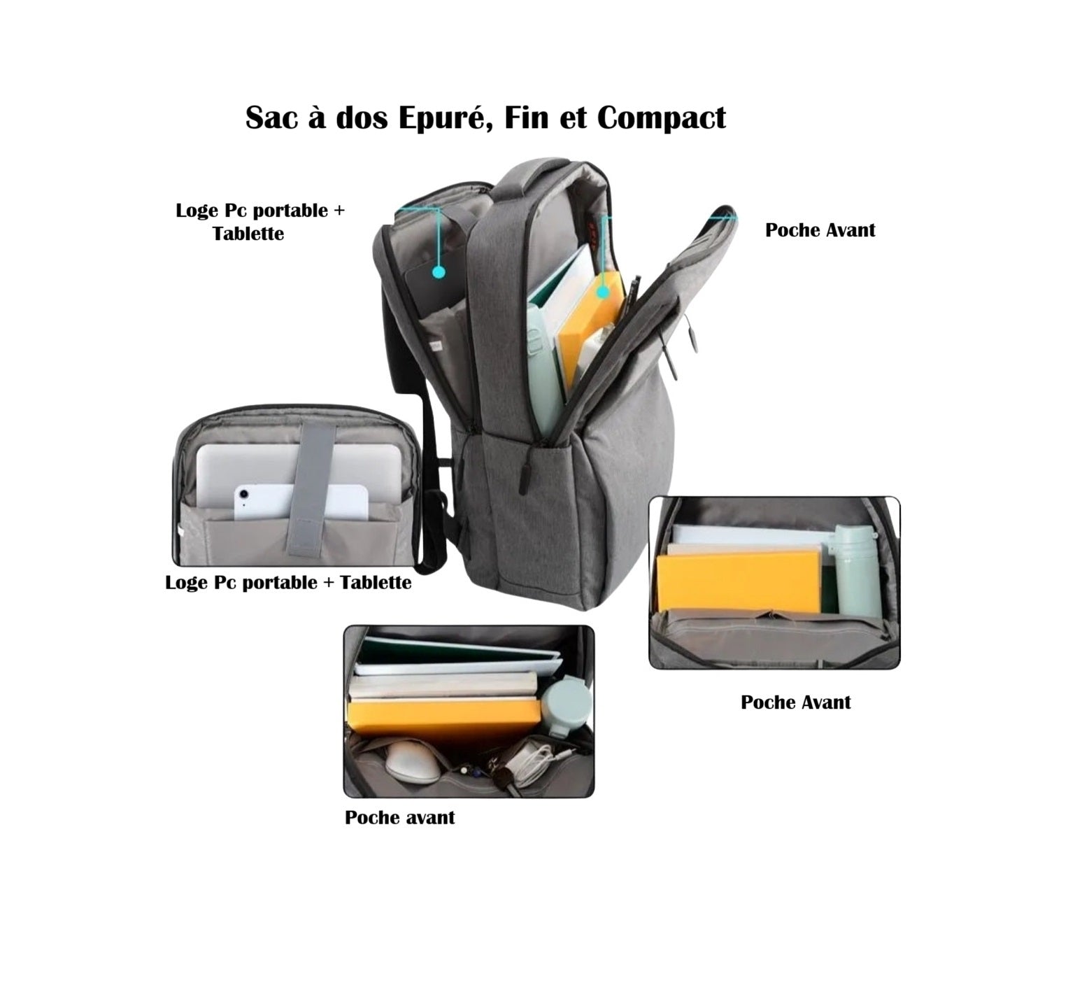 sac à dos ordinateur portable 15,6 pouces Teckpack 9