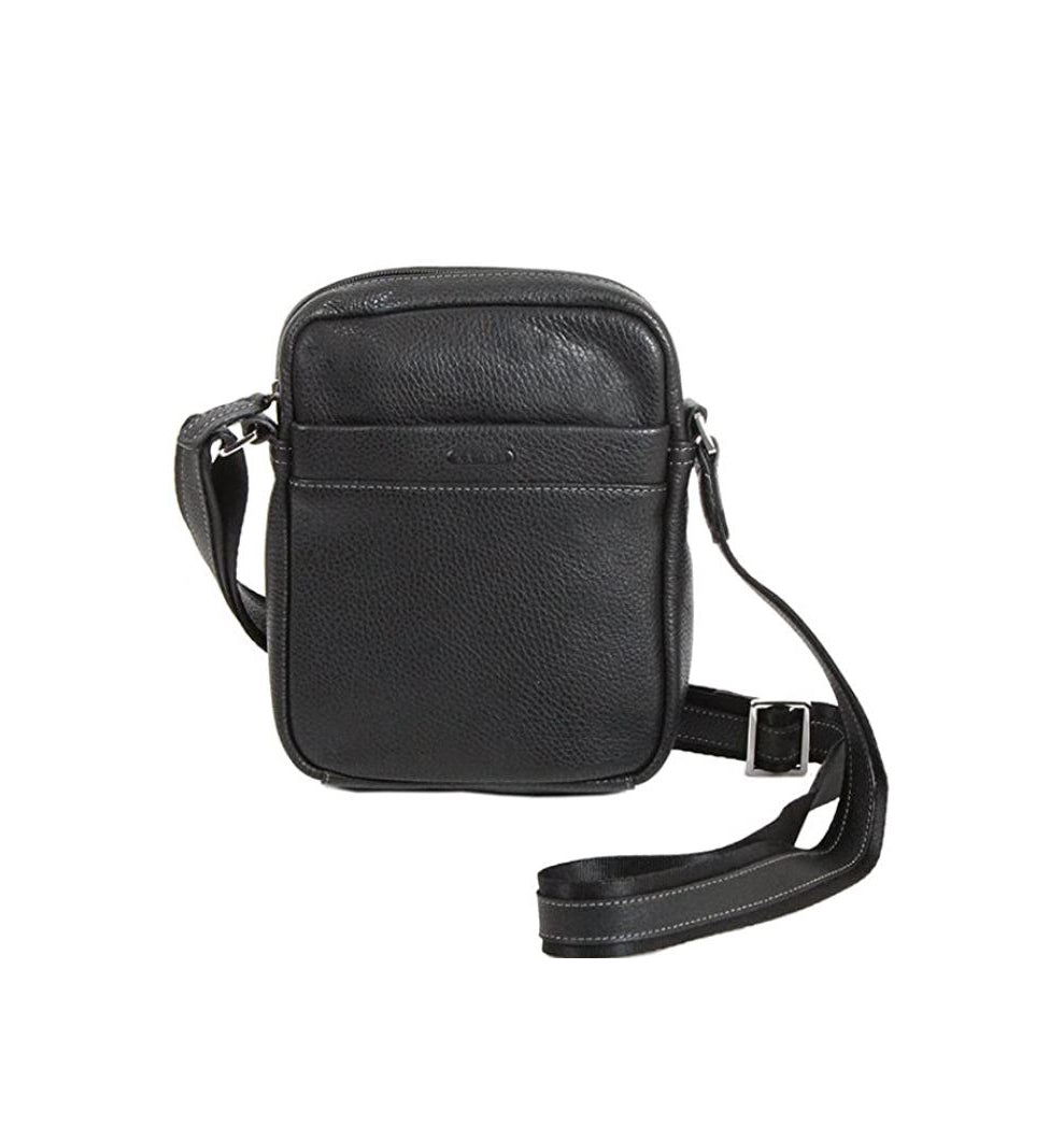 sacoche bandoulière en cuir pour homme noir
