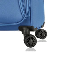 Roues de valise en plastique noir pour bagages, faciles à manœuvrer.