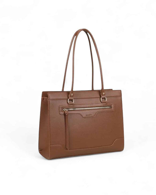 Sac à main cabas format A4 pour femme gallantry marron- vu de profil