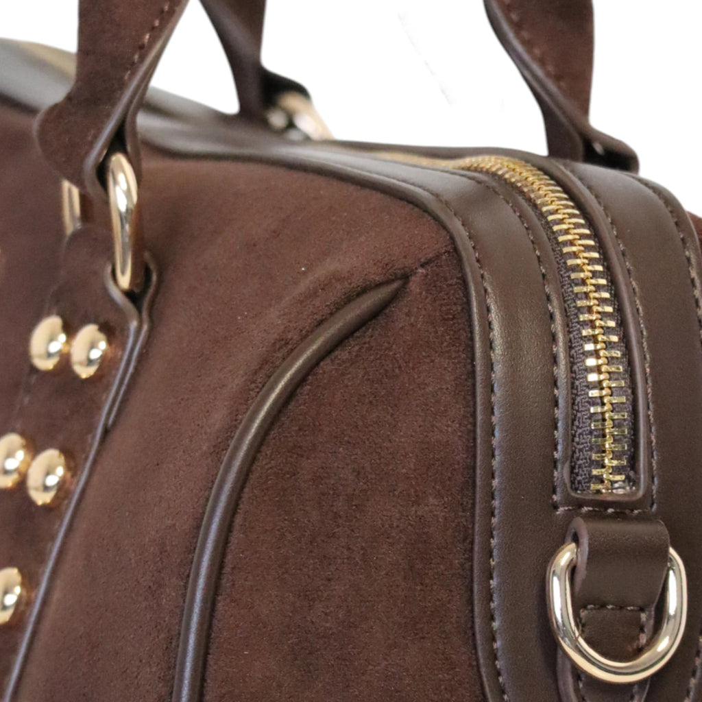 Sac à main bowling effet daim Bowline Chic avec clous dorés