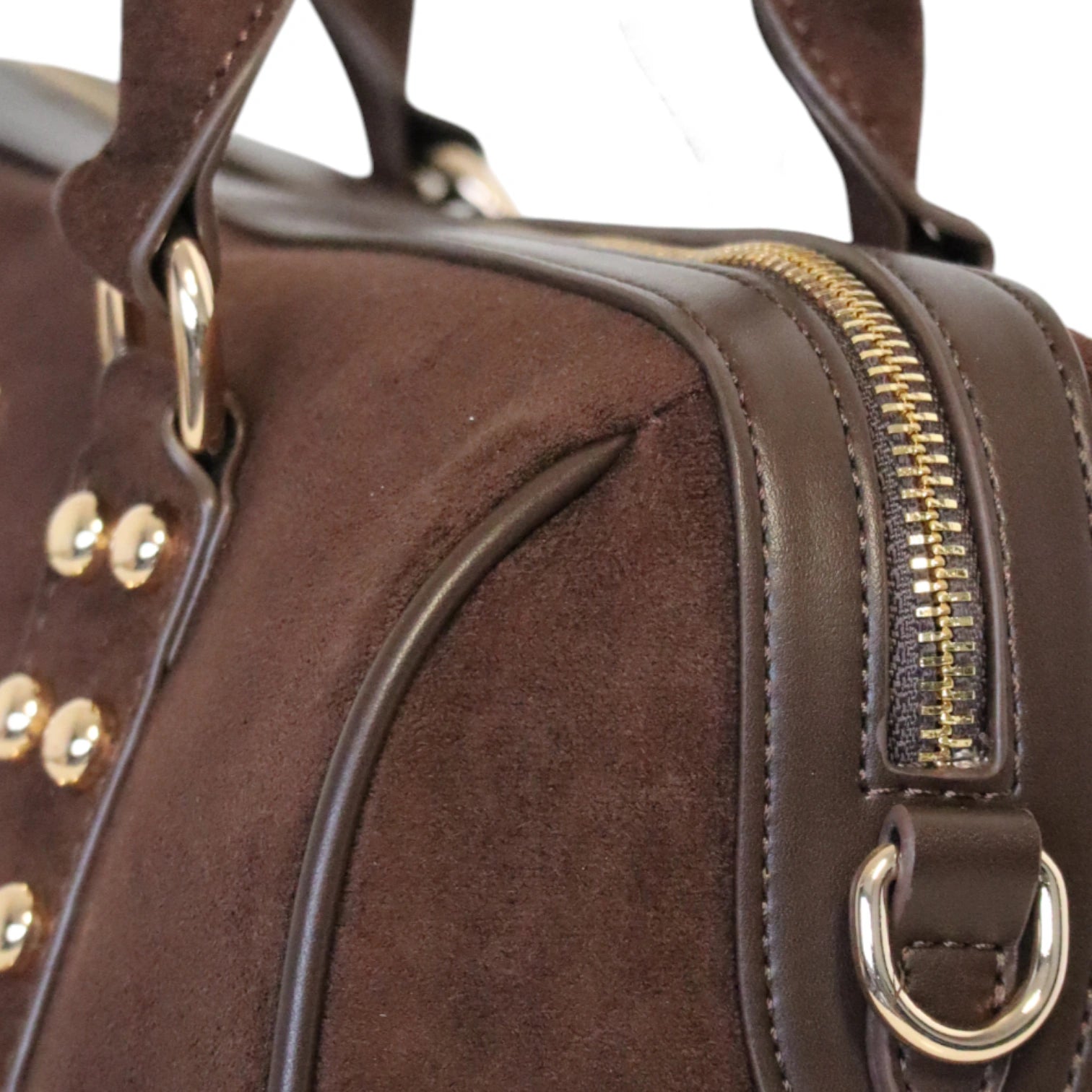 Sac à main bowling effet daim Bowline Chic avec clous dorés