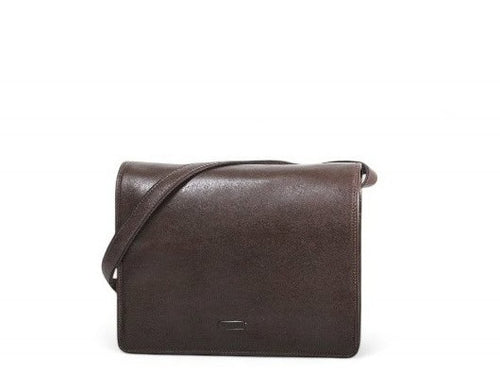besace en cuir A4 katana marron vue de face
