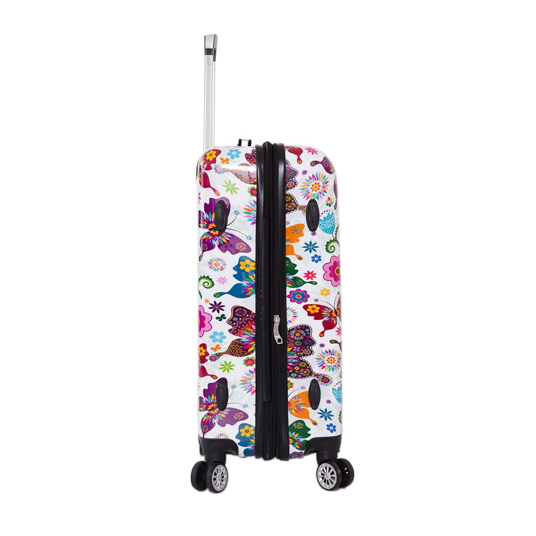 Valise XXL 76 cm papillons fleurs Madisson 36820U- vue profil