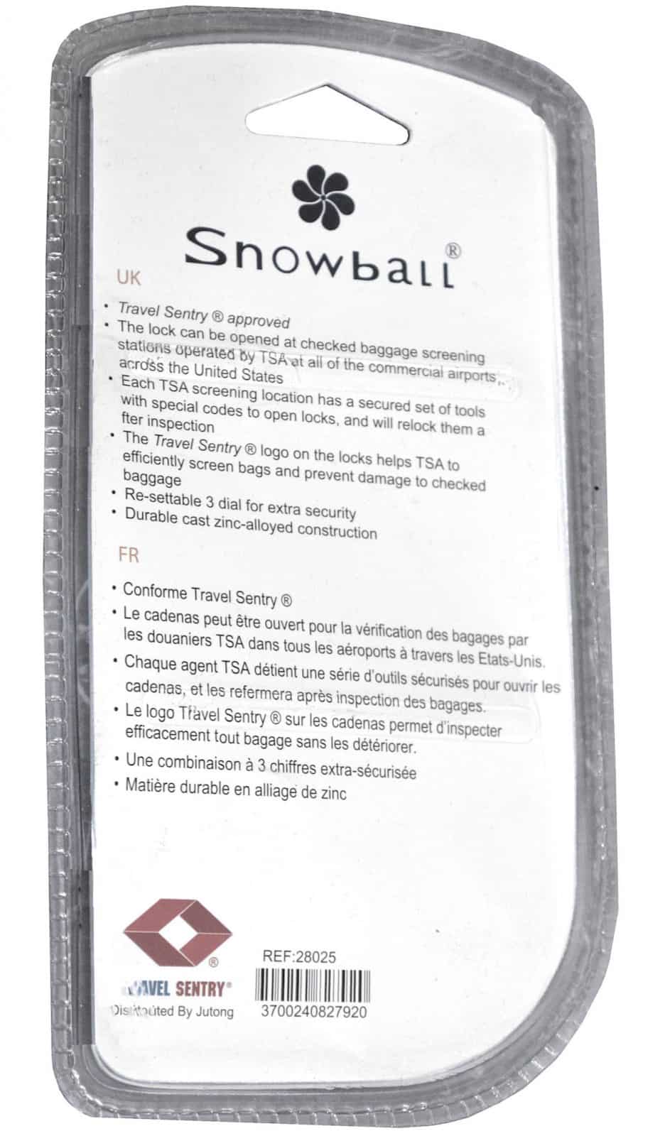 Cadenas de sécurité Antivol à code TSA ultra résistant Snowball