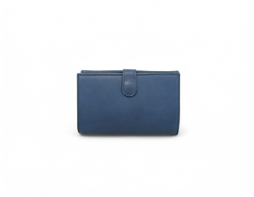 Portefeuille et compagnon en cuir de vachette sauvage Katana bleu 753115D