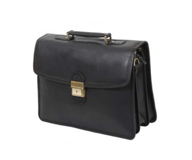 cartable en cuir 3 soufflets noir 31033