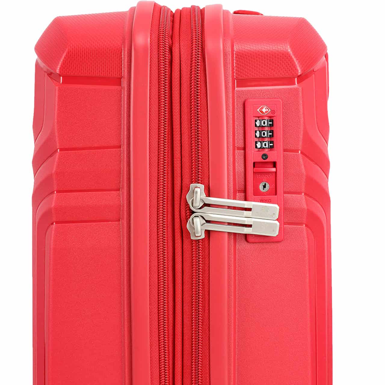 Zoom sur serrure TSA valise cabine rouge Snowball Malaga