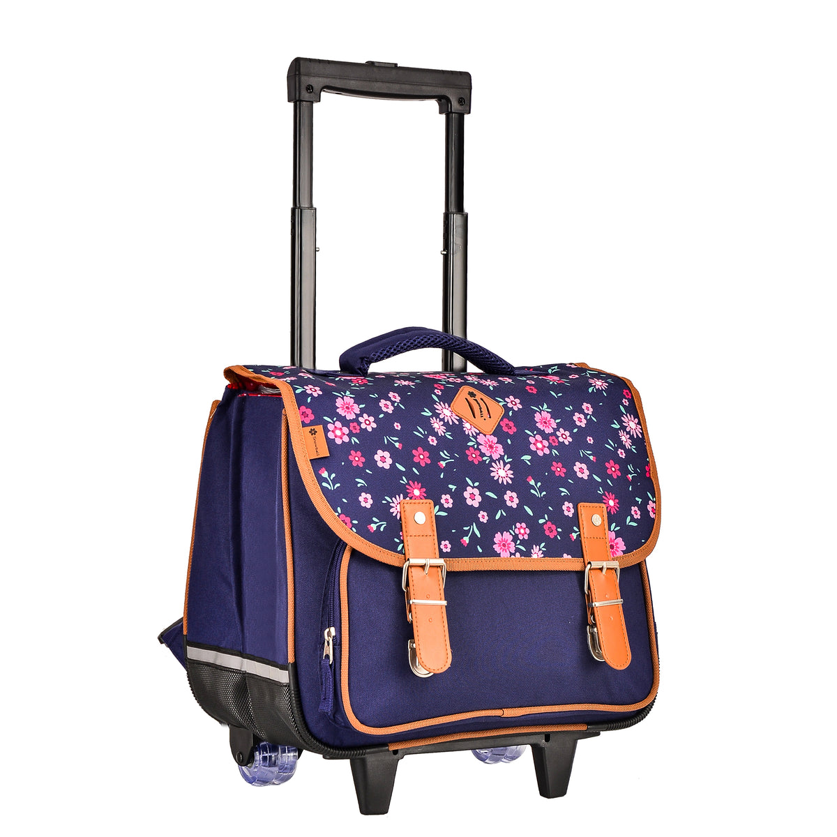 Cartable à roulettes pour fille  CM1 CM2 « Fleur de Bleu »