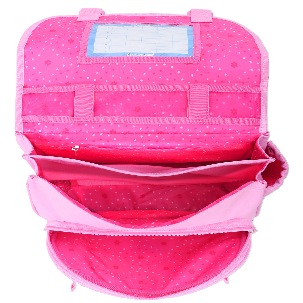 Cartable rose licorne avec compartiments pour école en CE1 CE2.