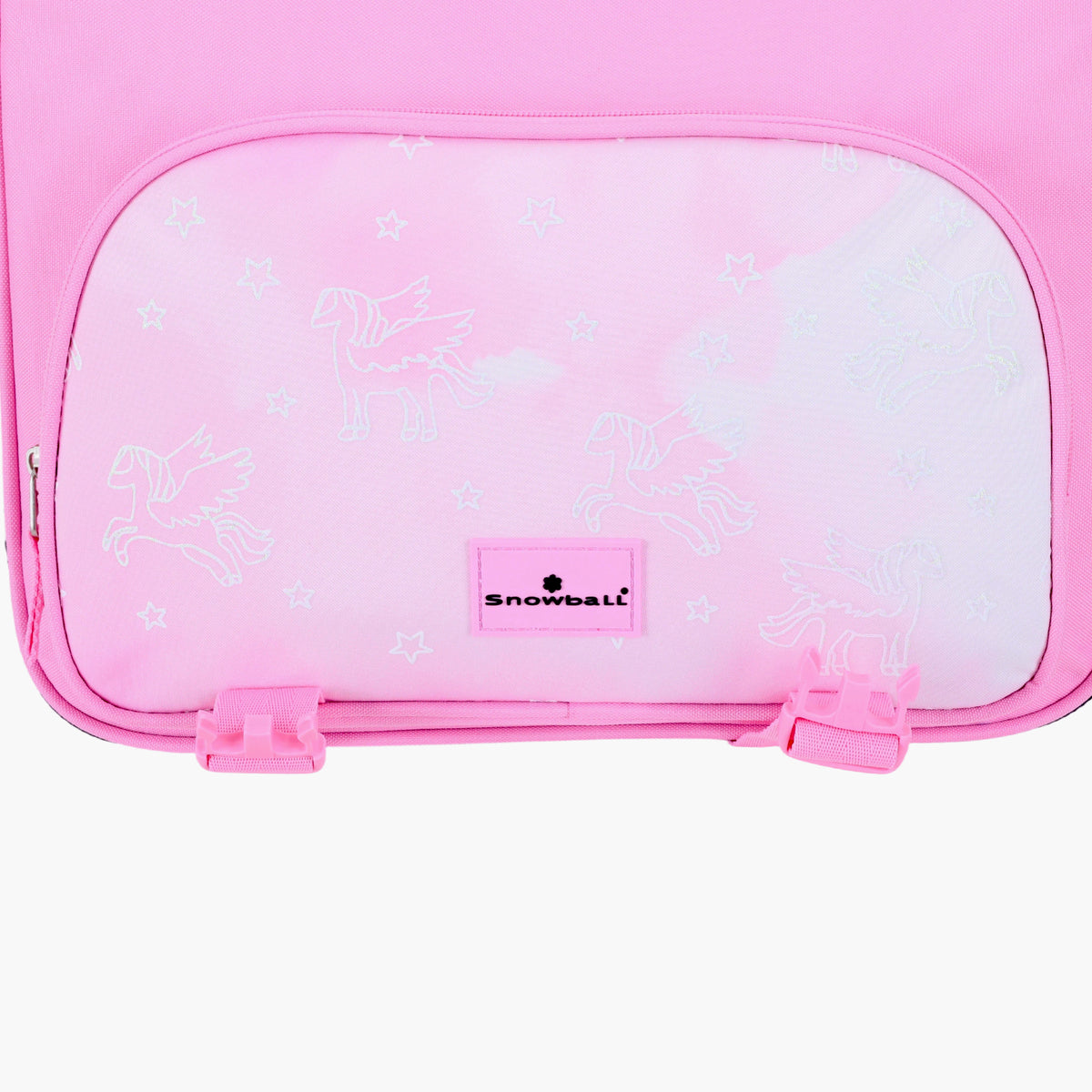 Cartable rose avec licornes blanches pour fille en CE1 CE2.