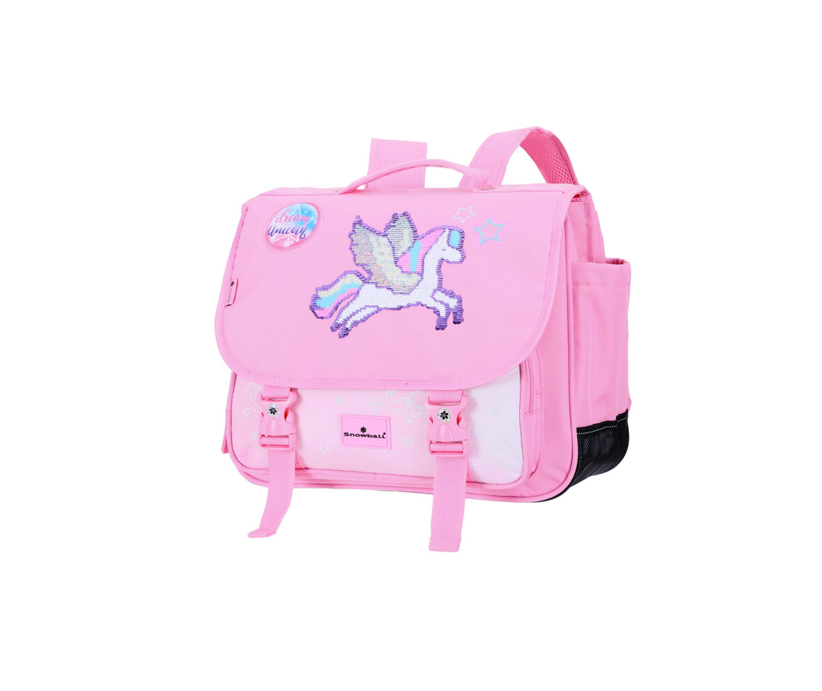 Cartable scolaire fille CE1 CE2 38 cm rose avec motif licorne et paillettes Snowball