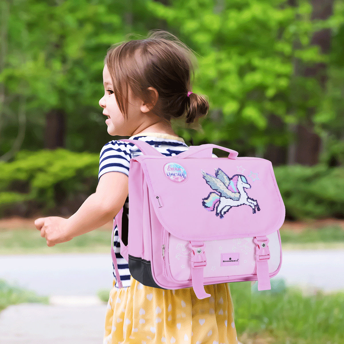 Cartable rose avec licorne pour fille en CE1 CE2.