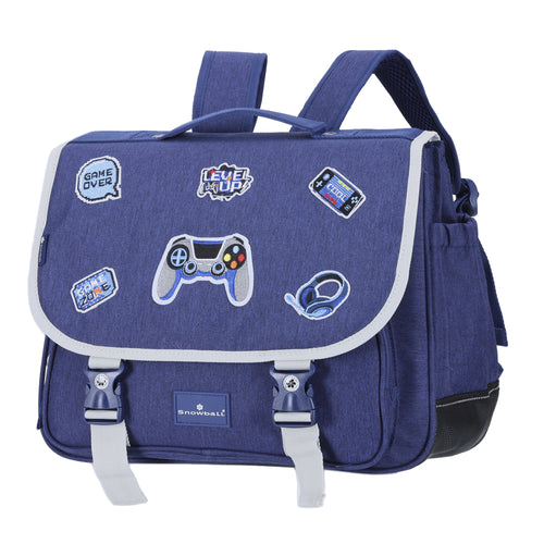 Sac à dos pour enfants avec motifs de jeux vidéo, bleu marine, pratique et tendance.