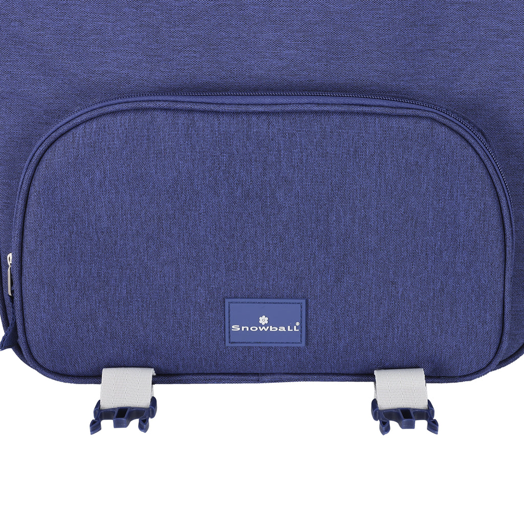 Sac à dos SnowBall en tissu bleu marine avec fermeture éclair et bretelles réglables.