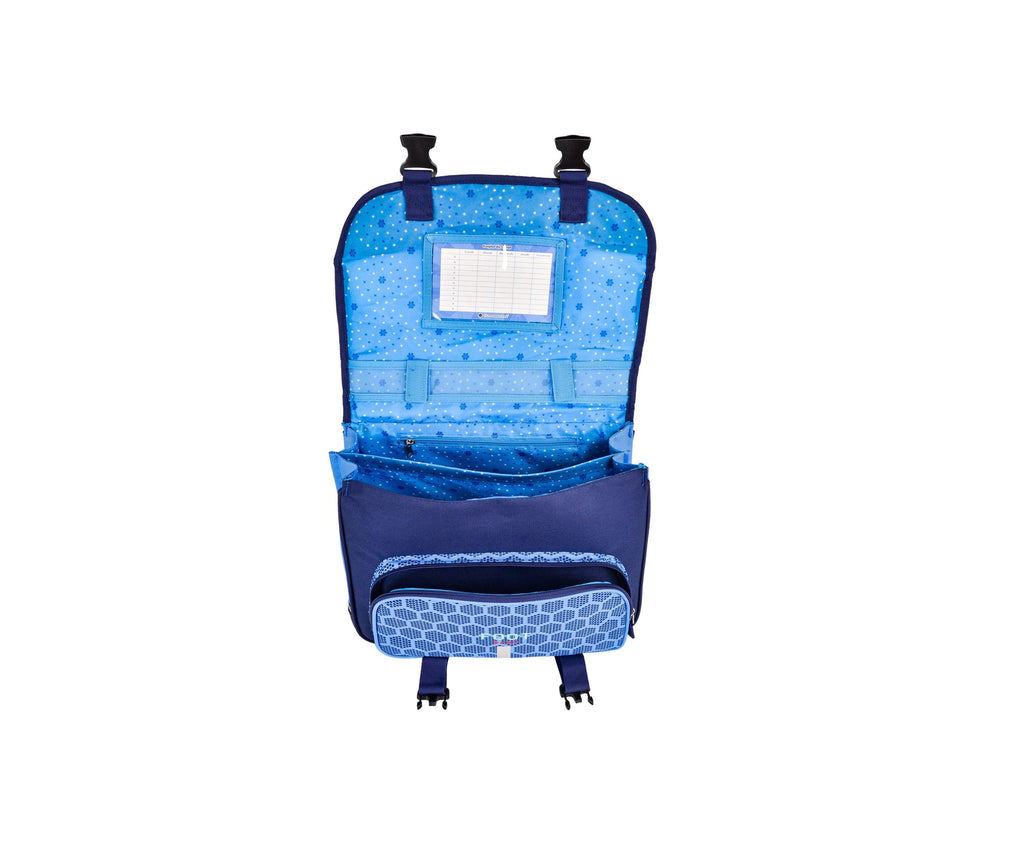 Cartable bleu pour garçon avec motif football, 35 cm, pour école maternelle et primaire.