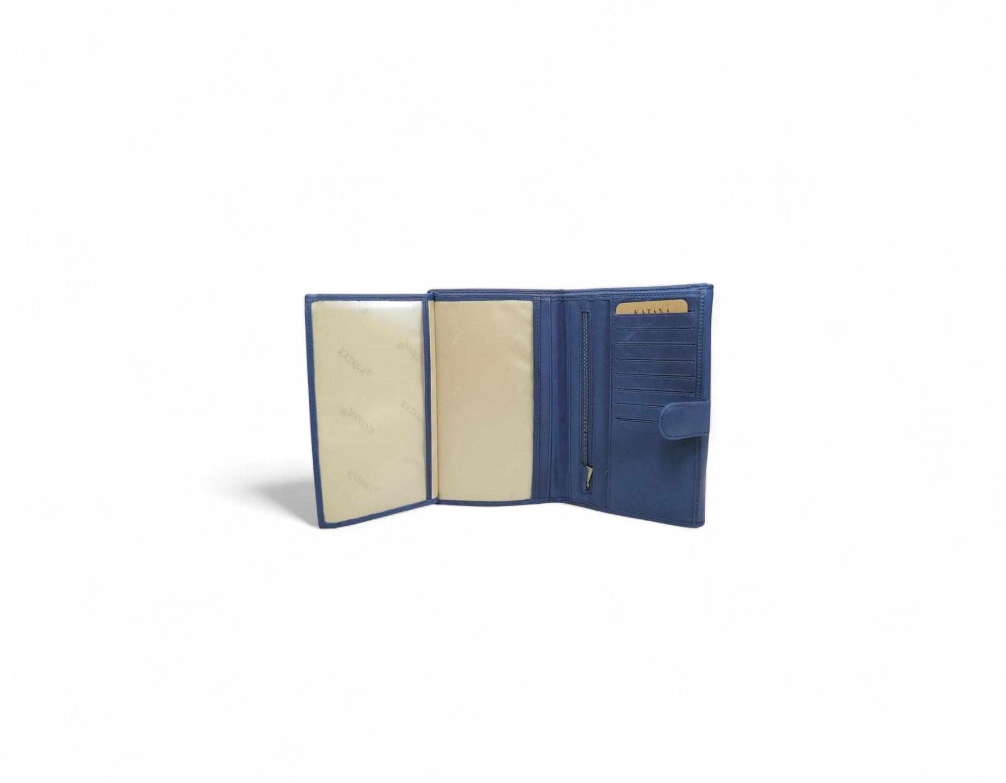 Portefeuille et compagnon en cuir de vachette sauvage Katana bleu 753115B