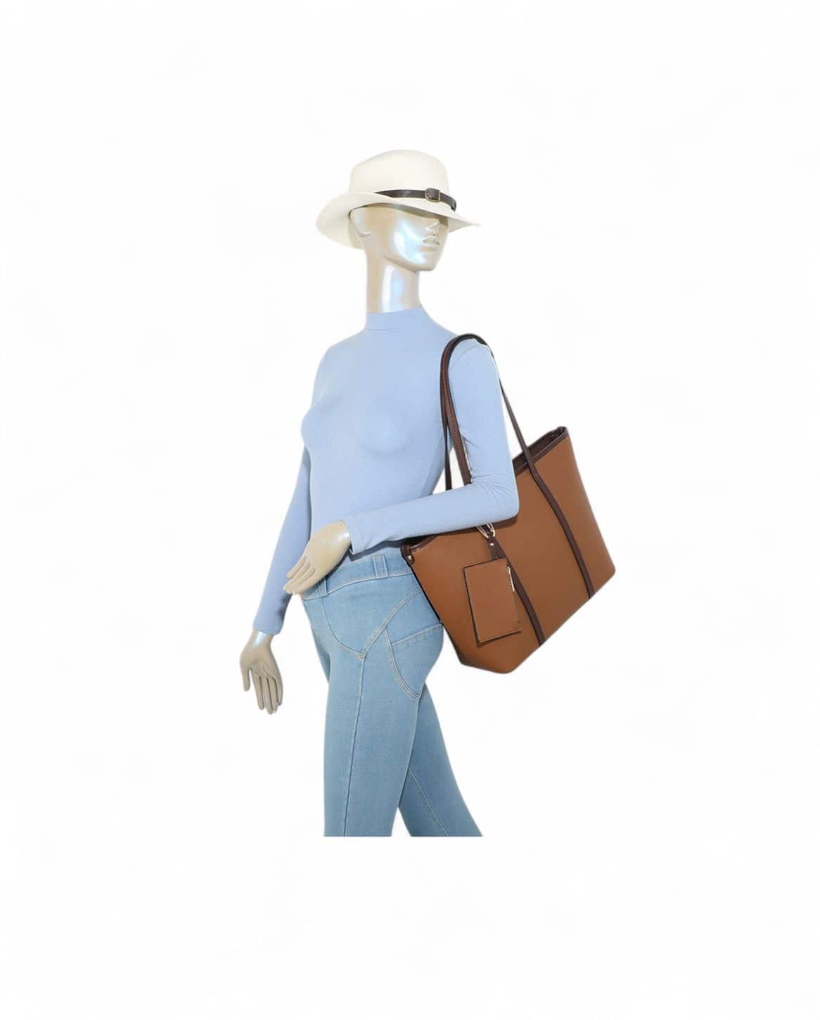Sac à main cabas A4 épaule gallantry marron- vue porté