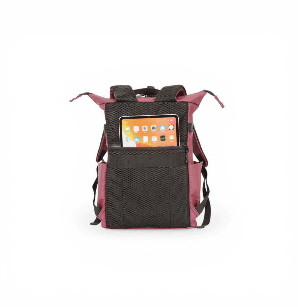 Sac à dos en nylon noir et rose pour ordinateur portable 15 pouces. Idéal pour le travail, les voyag.