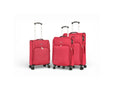 set de 3 valises souples extensibles 4 roues en polyester 600D avec serrure TSA rouge -vue de face