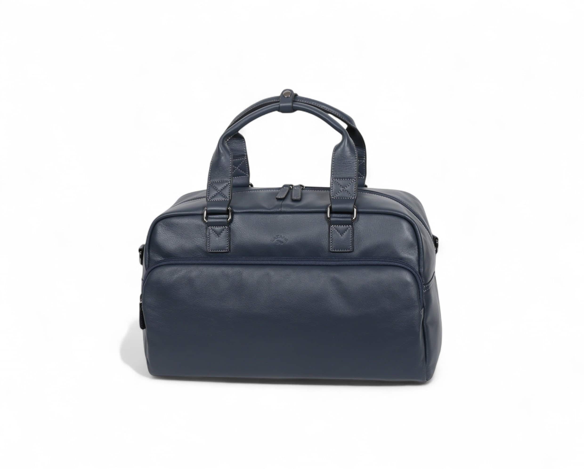 Sac de voyage en cuir de vachette sauvage Katana 81639 bleu