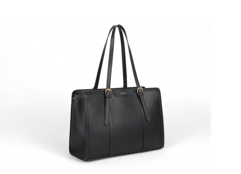 Grand sac cabas A4 et PC cours et bureau noir- vue de profil