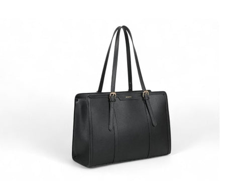 Grand sac cabas A4 et PC cours et bureau noir- vue de profil