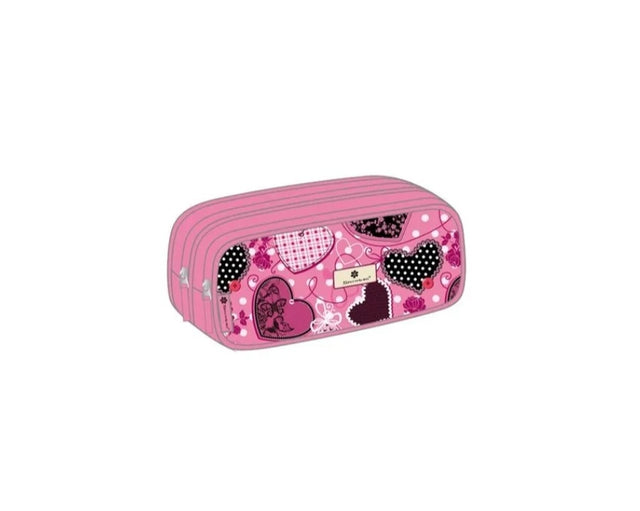 trousse scolaire rose papillon coeurs Snowball