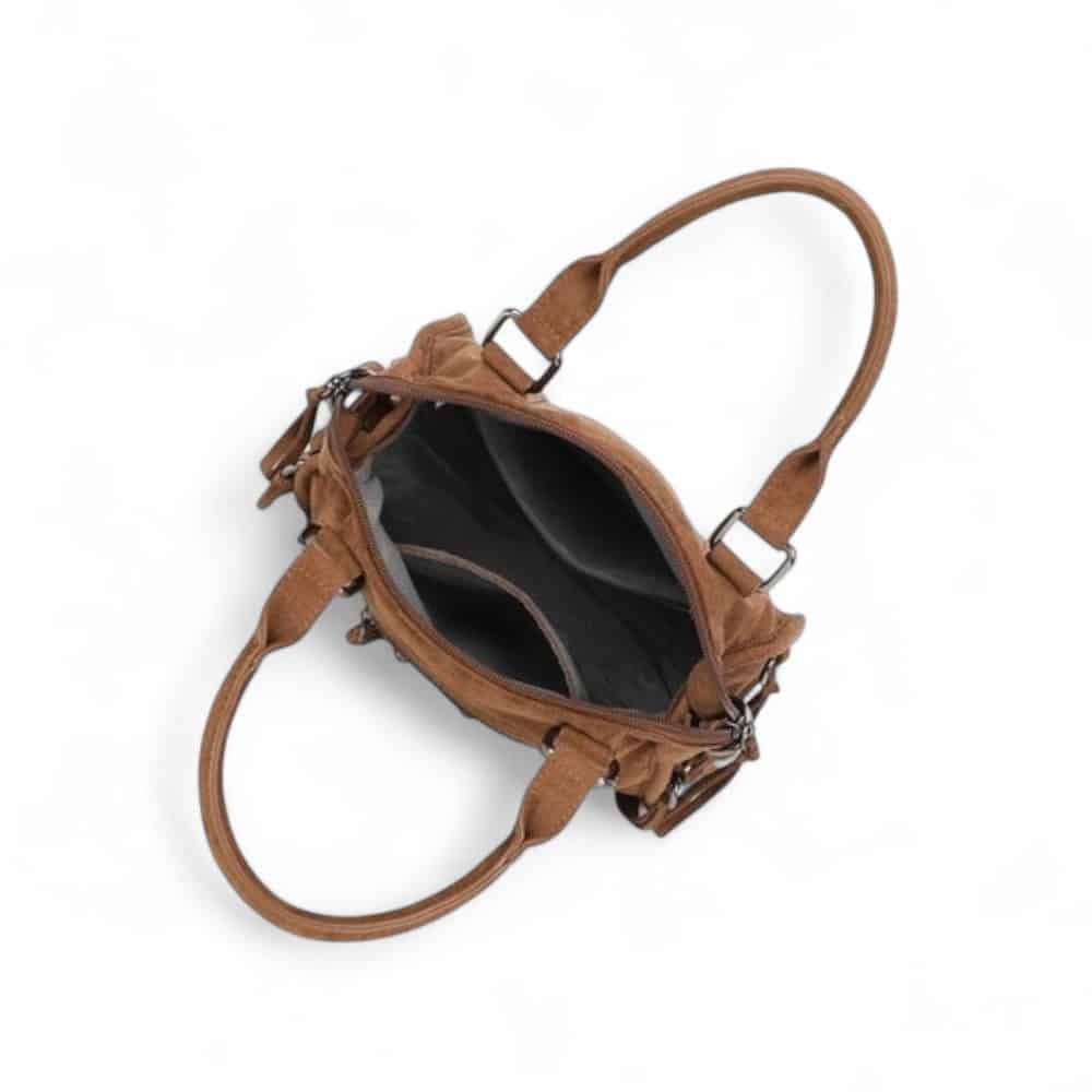 petit sac à main bowlinf à franges marron gallantry