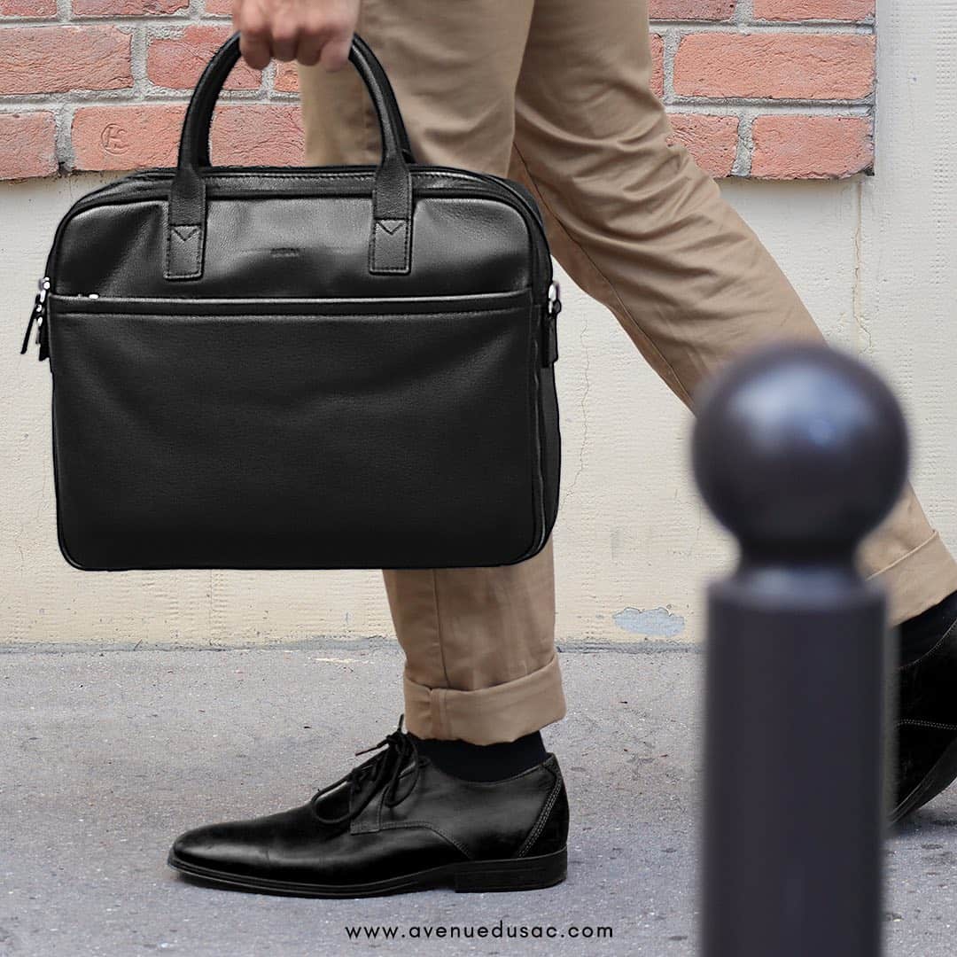 cartable en cuir pour pc portable noir katana 88676
