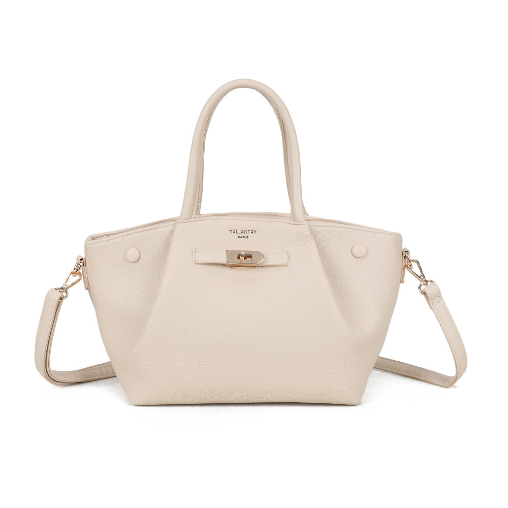 Sac à main femme Nina en cuir beige, pratique et tendance, parfait pour un style chic et fonctionnel.