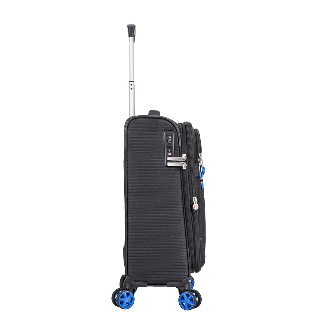 valise cabine 57 cm recyclée à fermeture anti vol noir a