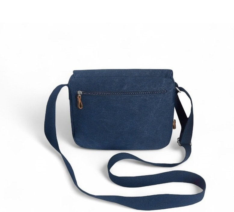 Sacoche bandoulière en toile et cuir Porto de Katana 6514 bleu 01