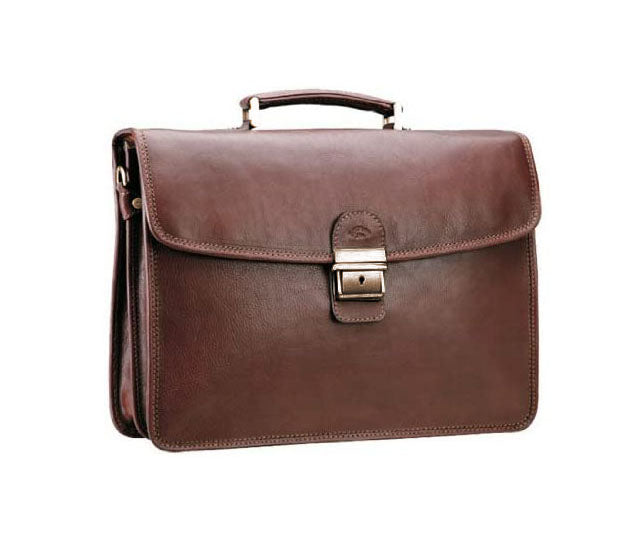 cartable en cuir gras marron katana