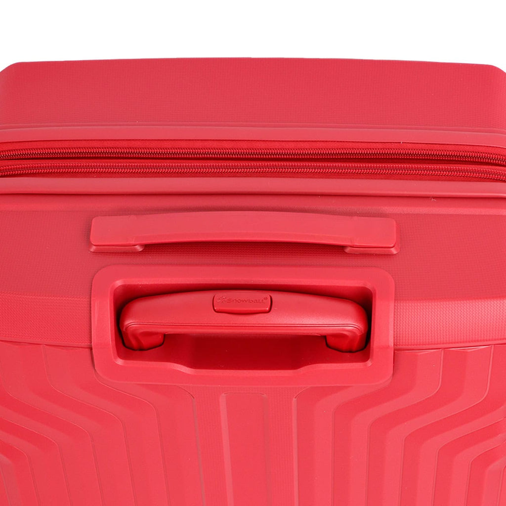 alt="Valise rigide 75 cm rouge Snowball modèle Malaga 49503 en polypropylène vue poignee rentree