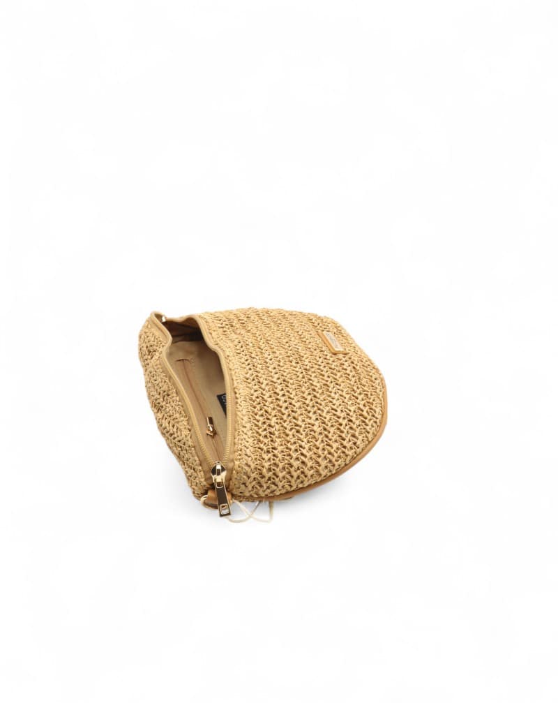 Sac banane en paille pour femme couleur camel – vue intérieur